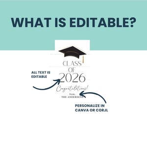 Editable Class of 2026 Graduation Gift Tag Printable Personalized Grad ...