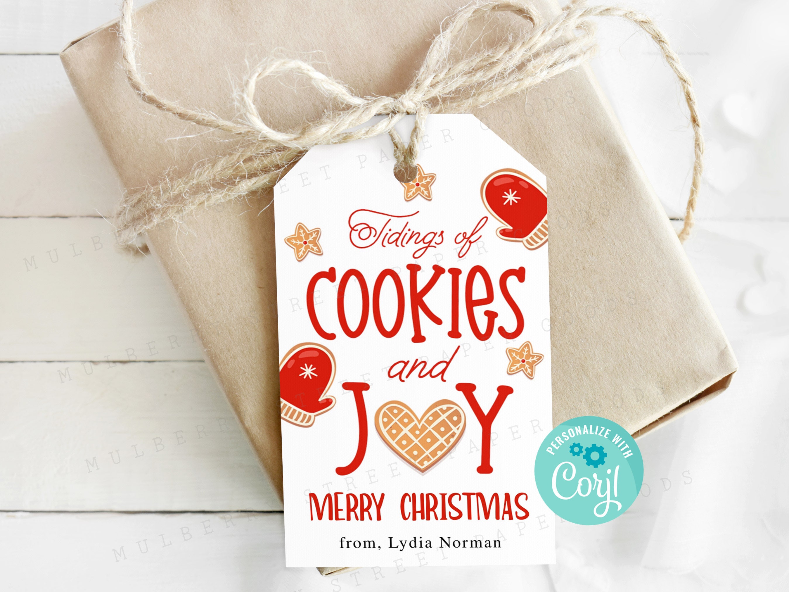 Tidings of Cookies and Joy Printable Tag, Christmas Cookies Gift Tag ...