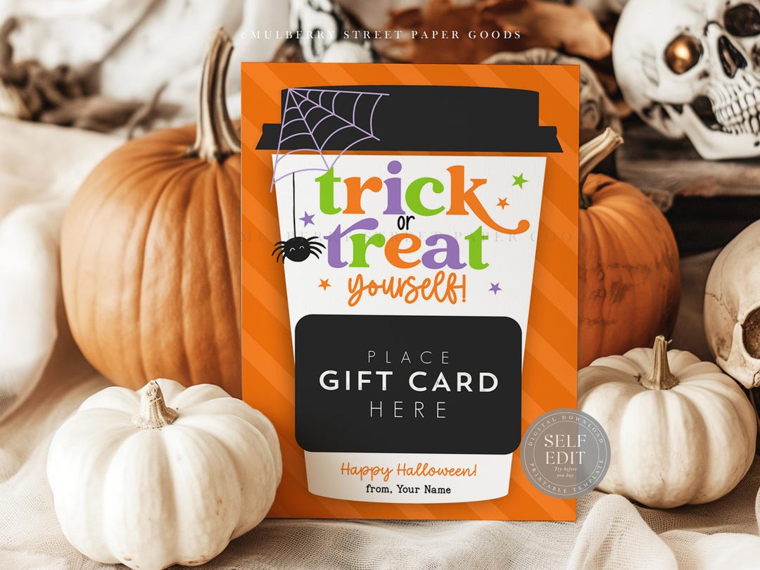 Halloween Gift Card Holder Printable Digital Download Trick or Treat ...