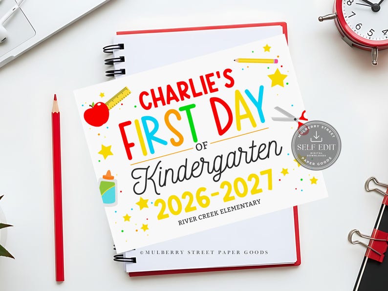 Plantilla de Canva para cartel personalizado del primer día de clases, editable e imprimible (tamaño carta, descarga digital de Corjl) imagen 6