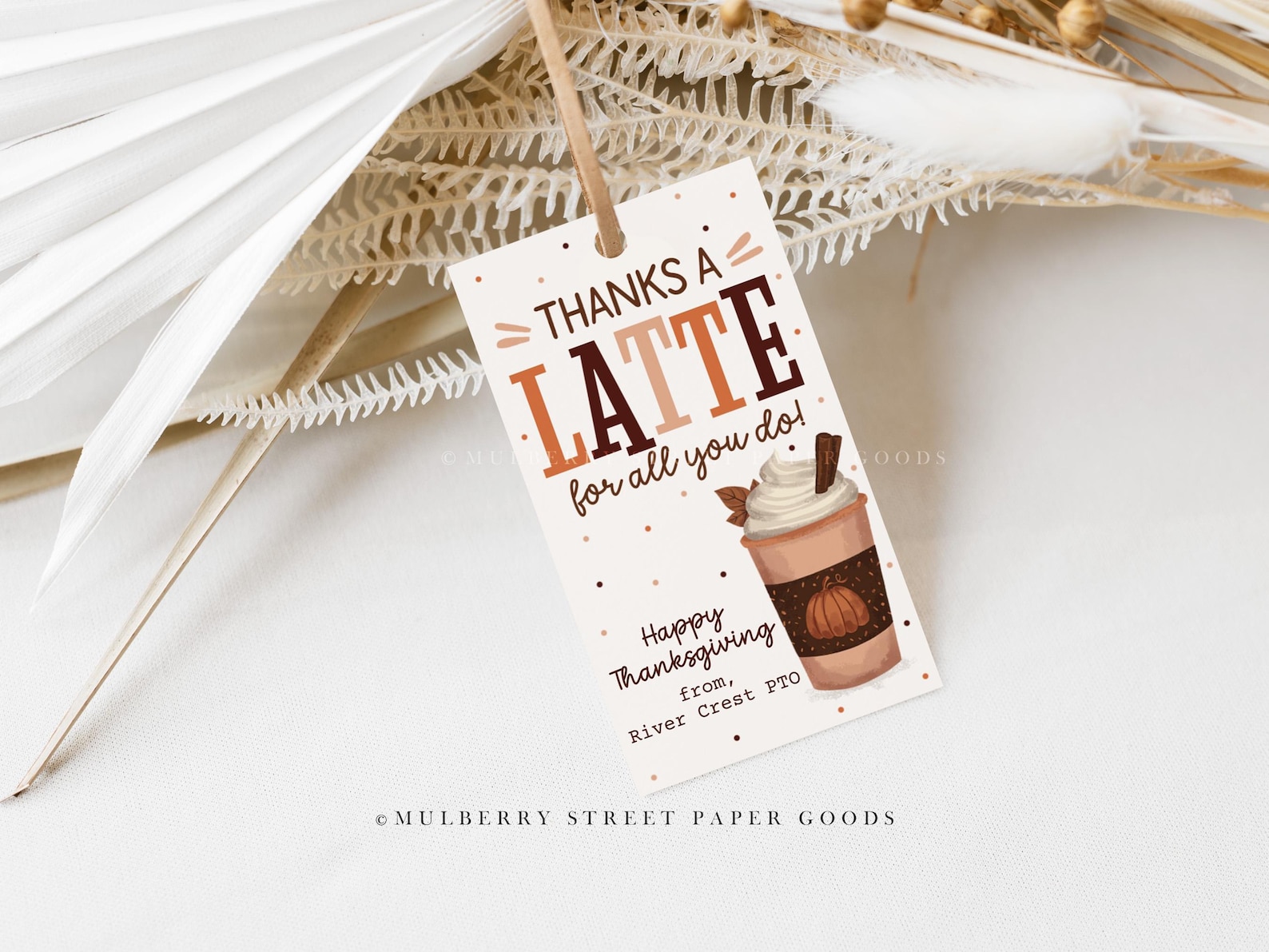 Thanks A Latte Gift Tag Printable Coffee Tag Instant Download Teacher ...