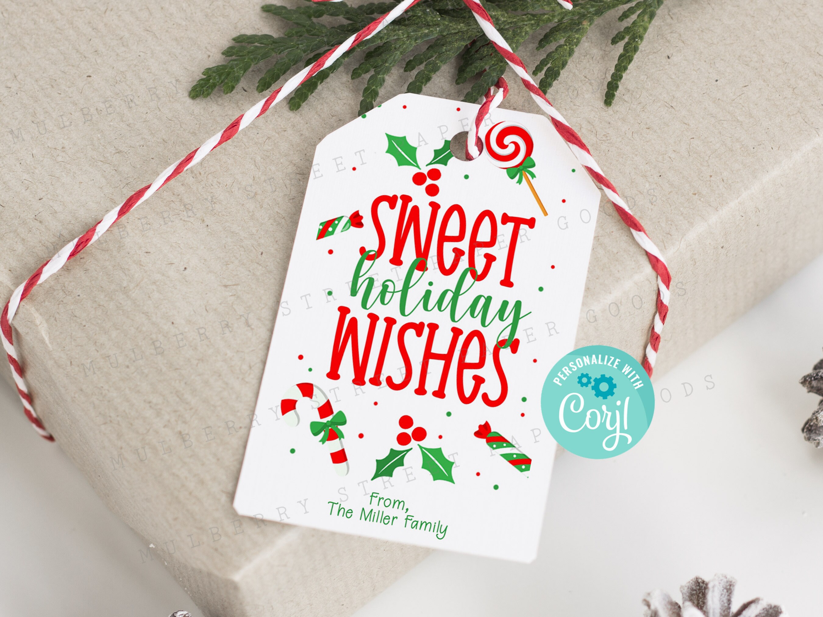 Printable Sweet Holiday Wishes Gift Tag Christmas Sweets Tag - Etsy