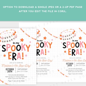 Editable Halloween Birthday Party Invitation Pastel Halloween ...