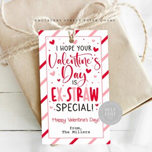 Ich hoffe Dein Valentinstag ist Ex-Stroh Spezial Karte Kinder Klassenzimmer Dummes Stroh Valentinstag Geschenkanhänger bearbeiten mit Corjl