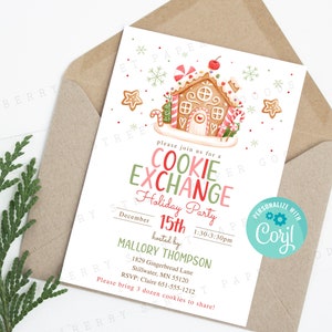 Cookie Exchange Holiday Party Invitation Template, Printable Cute ...