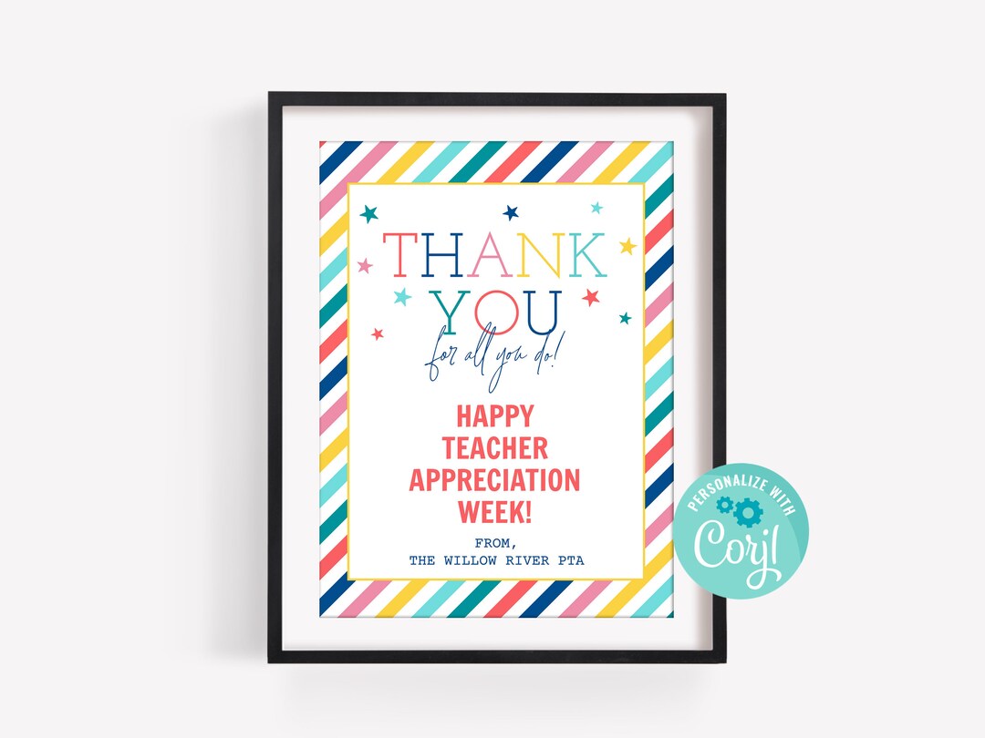 Printable Thank You for All You Do Wall Prints, Editable Thank You ...