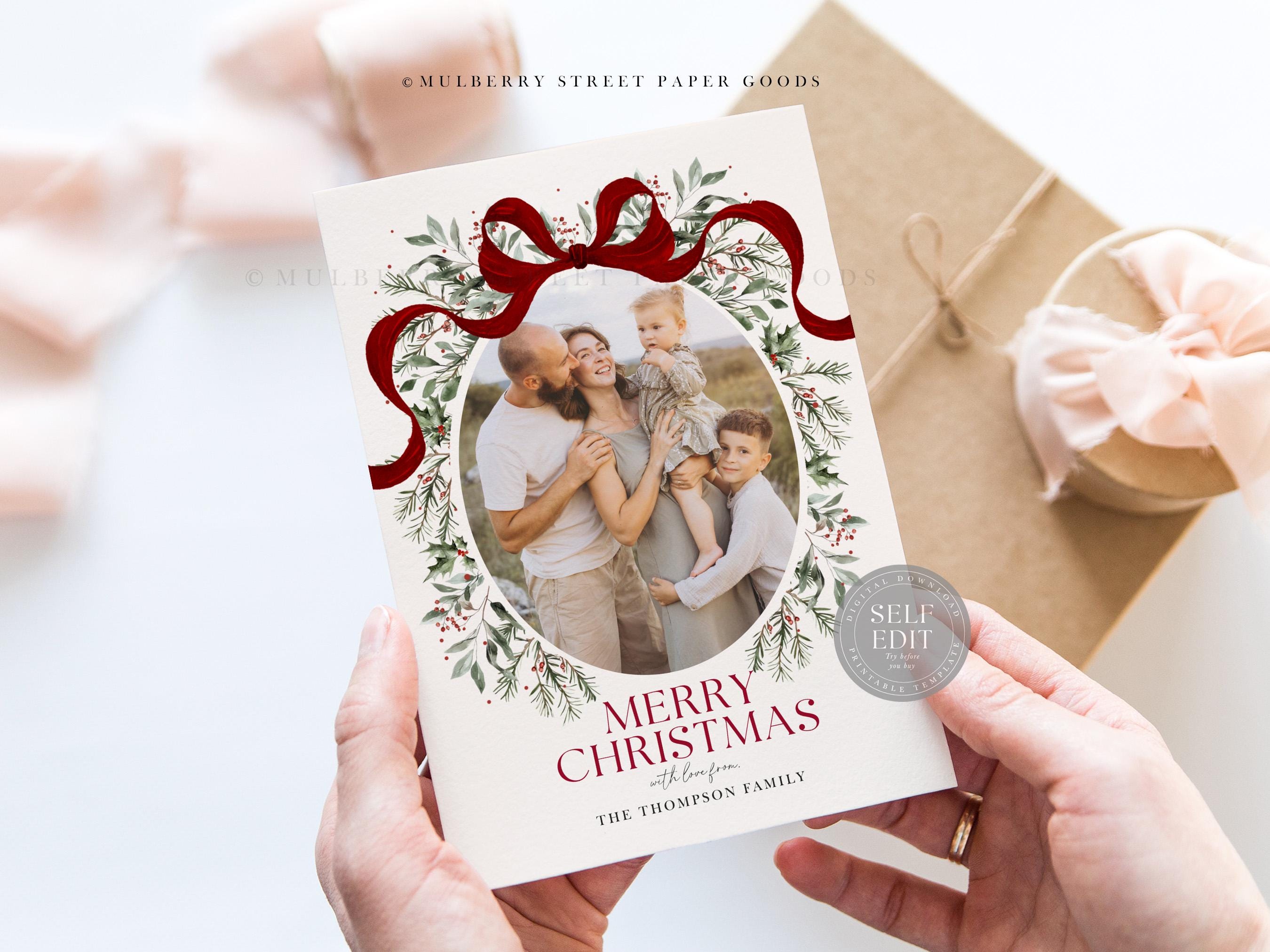 Editable Christmas Card Printable Digital Download Watercolor Coquette ...