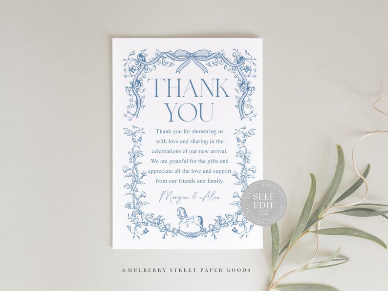 Editable Baby Shower Thank You Card Canva Template Instant Download ...