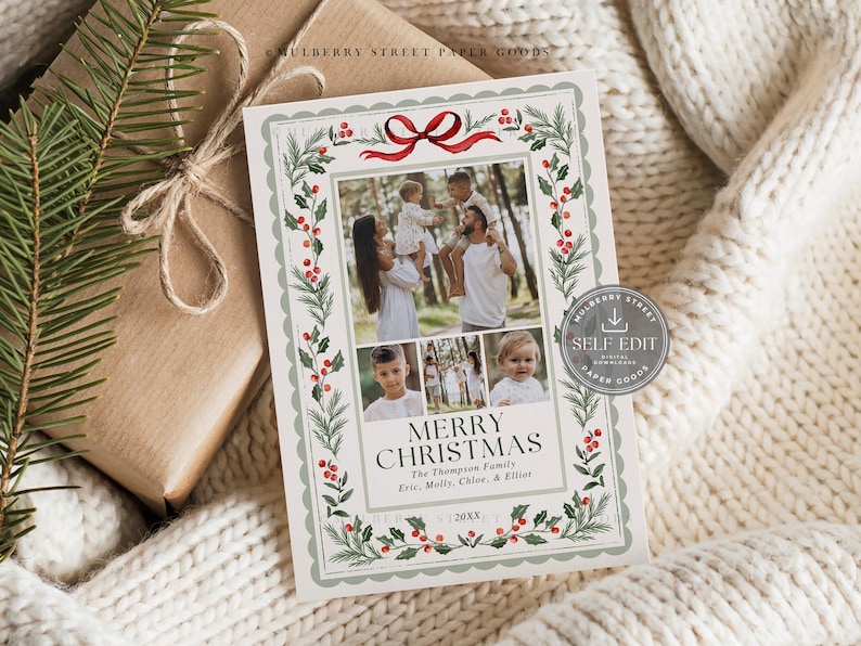 Editable Christmas Photo Card Printable Digital Download Canva Template ...