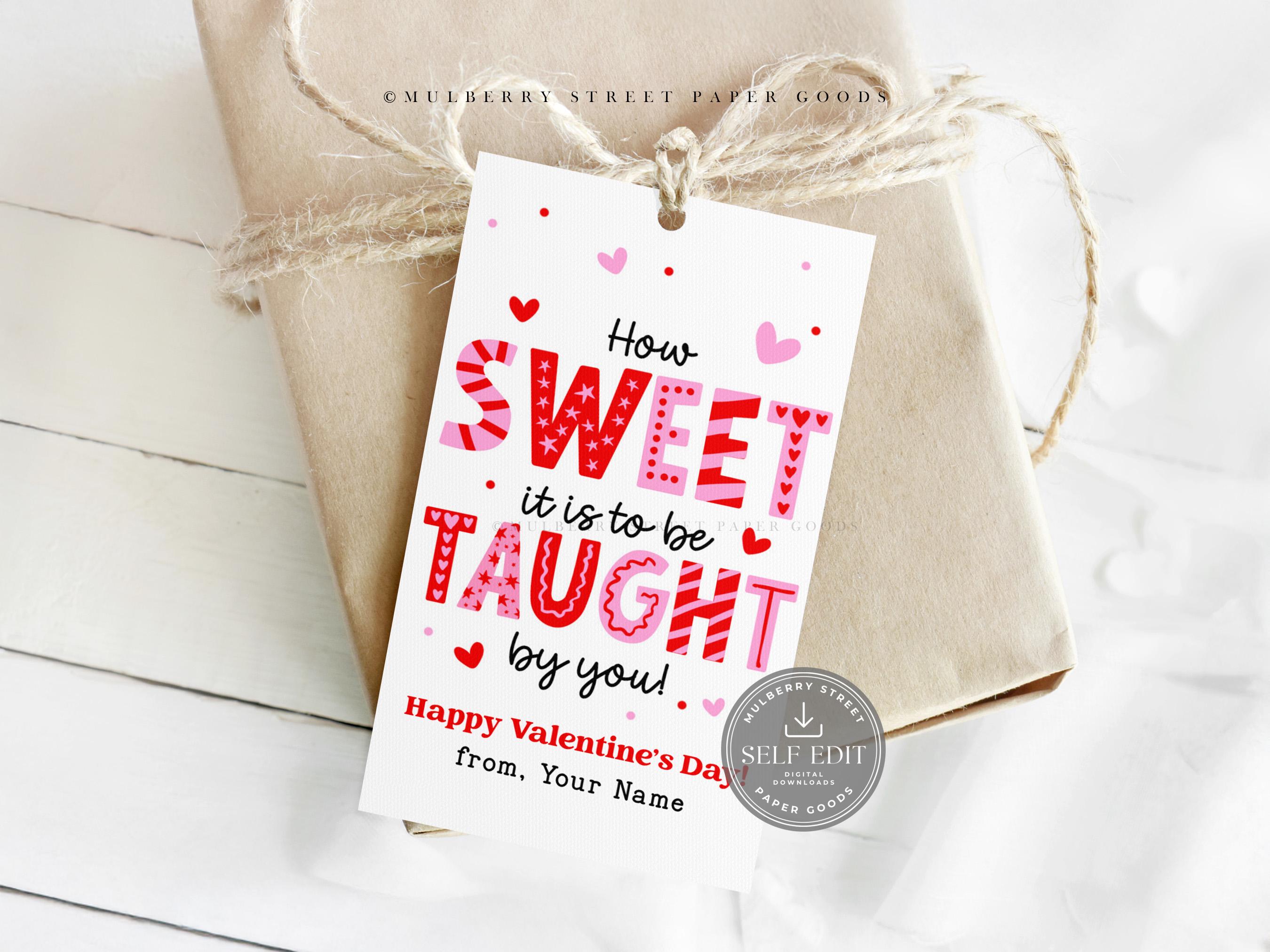 Teacher Valentine Gift Tag Printable Digital Download Canva Template ...