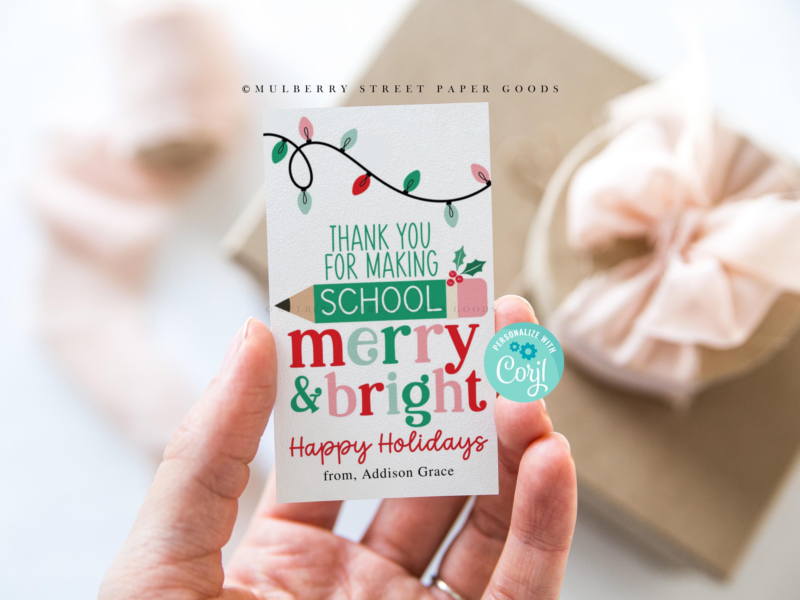 Christmas School Gift Tag Digital Download Thanks for Making School ...