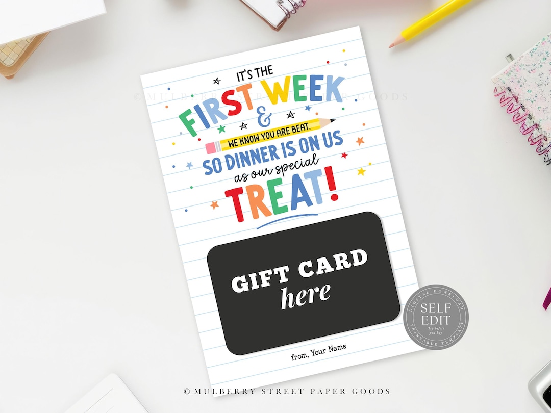 First Day of School Gift Card Holder Printable Canva Template Dinner is ...