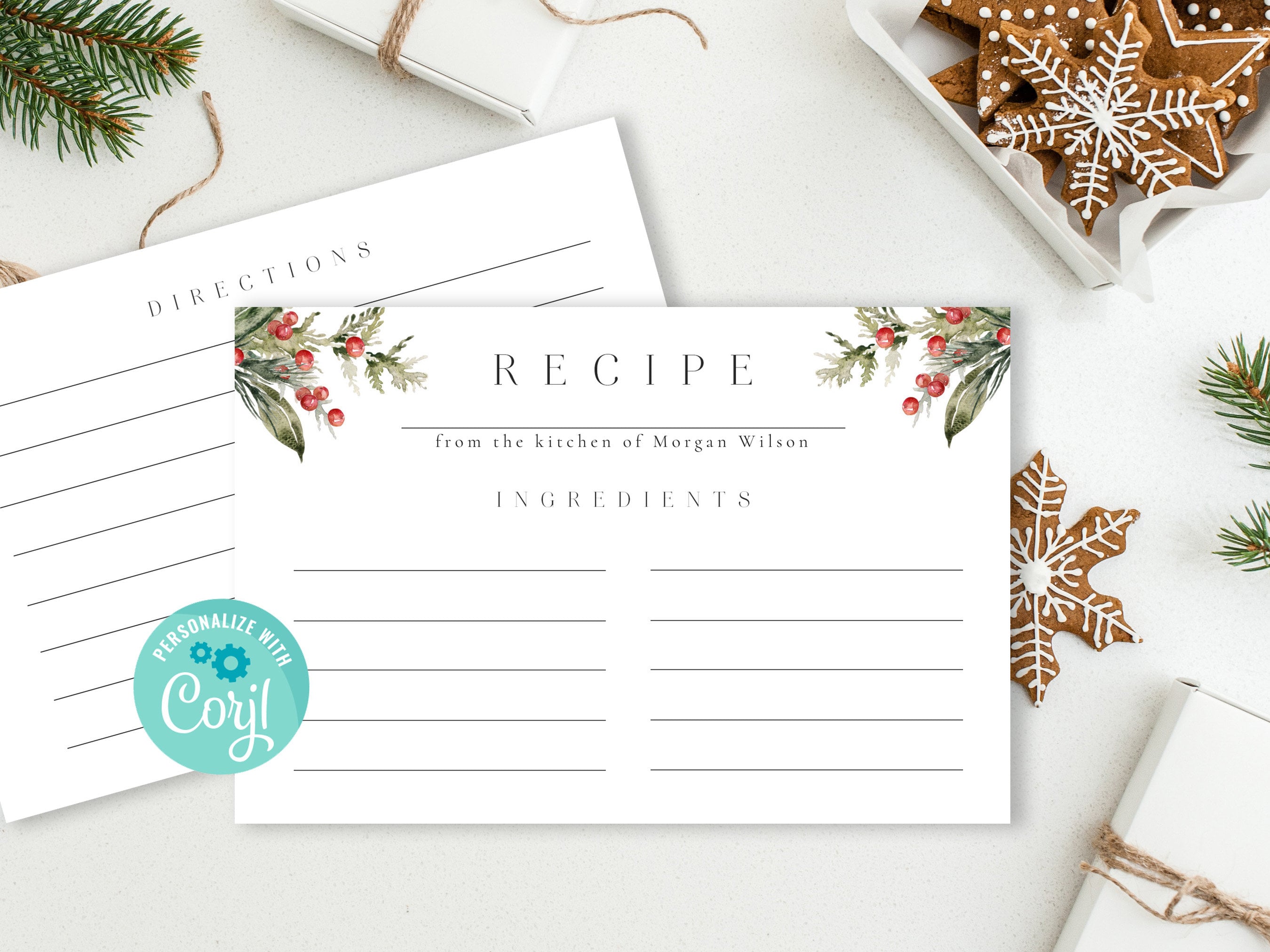 Printable 4x6 Personalized Recipe Card Instant Download - Etsy