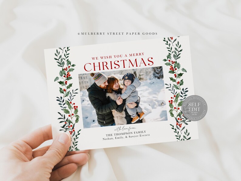 Editable Christmas Photo Card Printable Digital Download Christmas Card ...