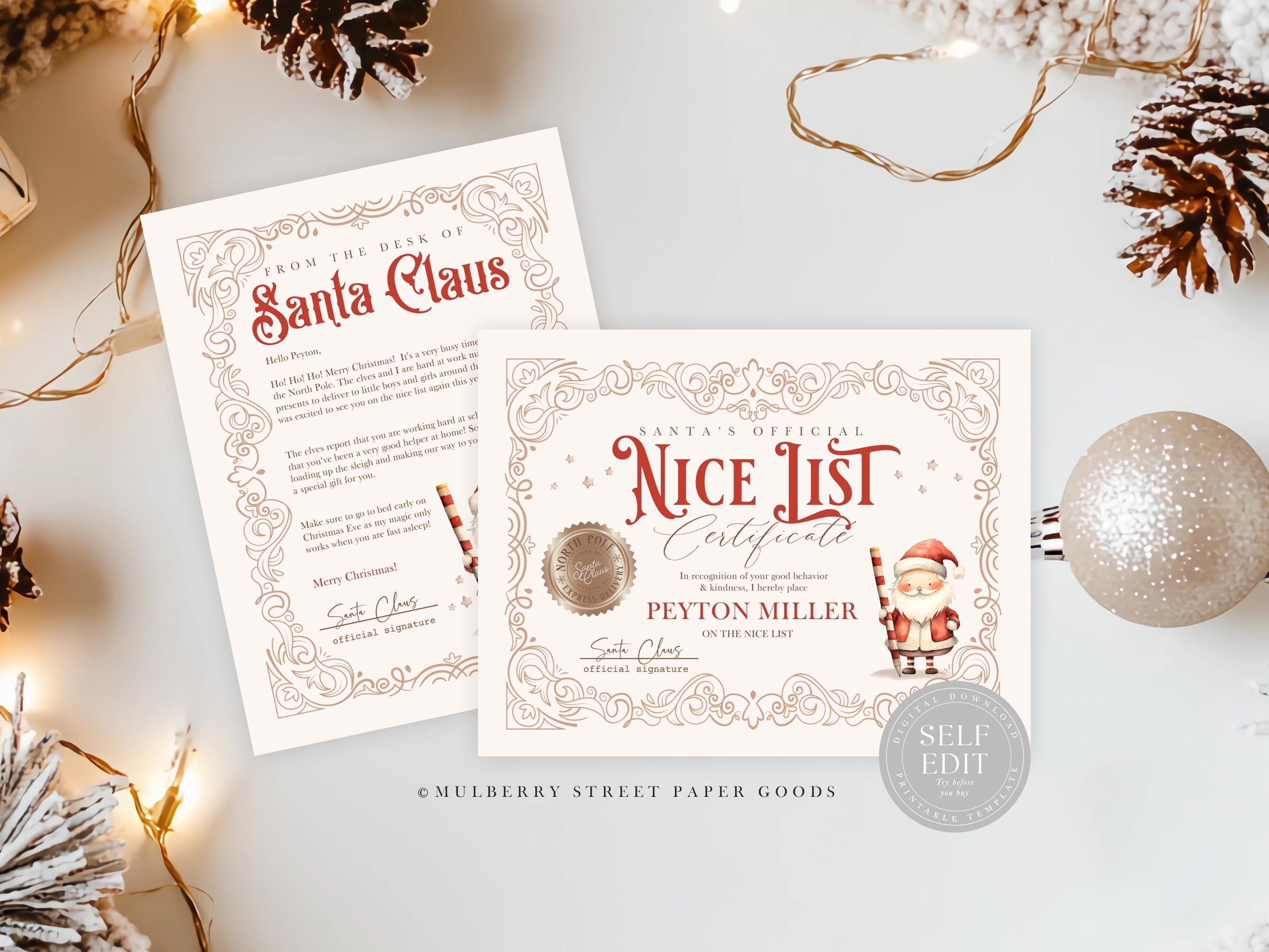 Editable Letter From Santa Canva Template Personalized Santa Nice List ...