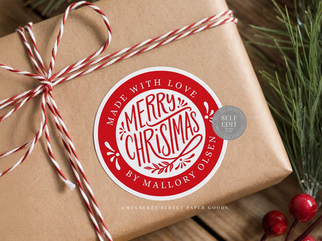 Custom Christmas Sticker Printable Digital Download Personalized Merry ...