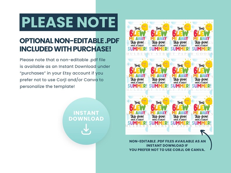 Last Day of School Year Bubbles Gift Tag Canva Template Printable ...