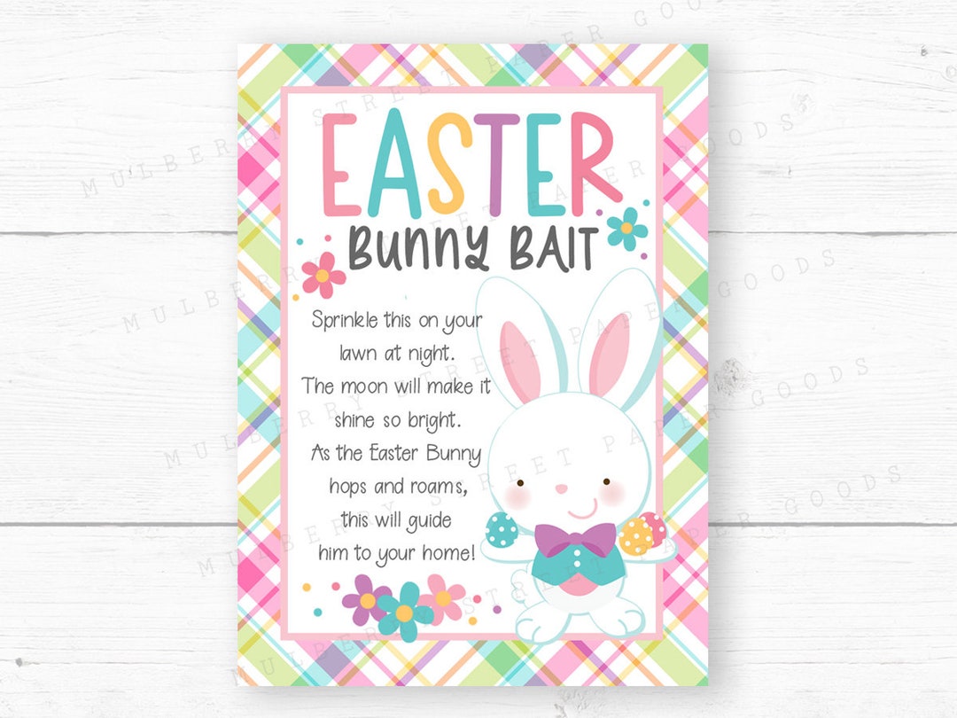 Easter Bunny Bait Tag Instant Download Kids Easter Activity