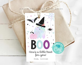 Printable Halloween Favor Tags Boo Gift Tags Trick or Treat Bag Tag Halloween Party Tag Halloween Birthday Tag Cute Ghost Instant Download