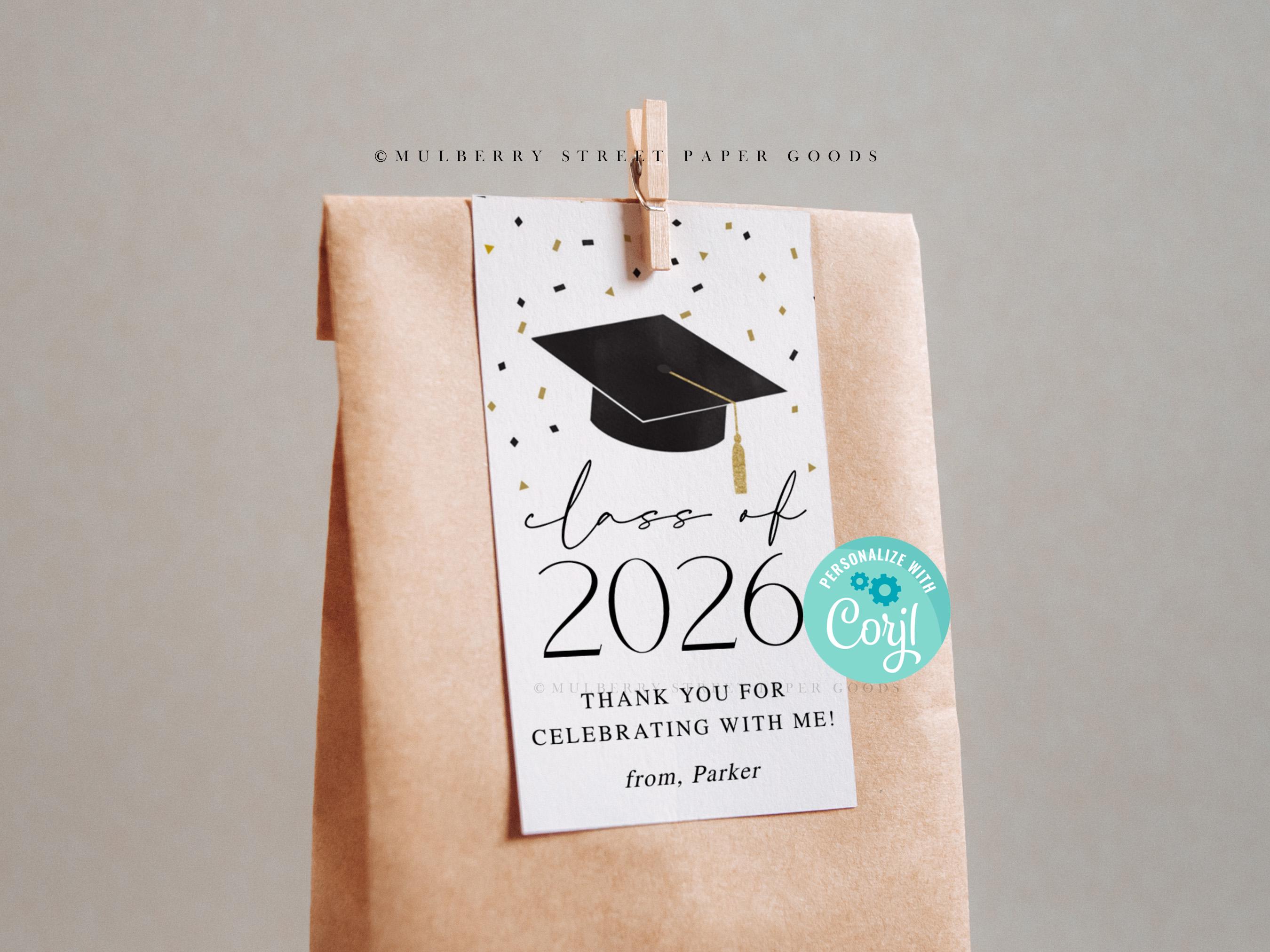 Printable Graduation Cap Class of 2026 Gift Tag, Instant Download ...