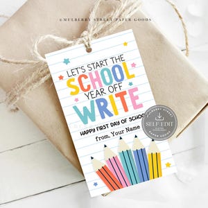 Pencil Gift Tag, First Day of School, Back to School Treat (Digital Download)
