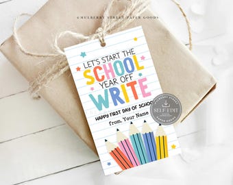 Pencil Gift Tag, First Day of School, Back to School Treat (Digital Download)
