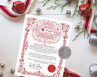 Editable Letter From Santa Printable Digital Download Canva Template Personalized Santa Letter Christmas Eve Box Customizable Letter Corjl