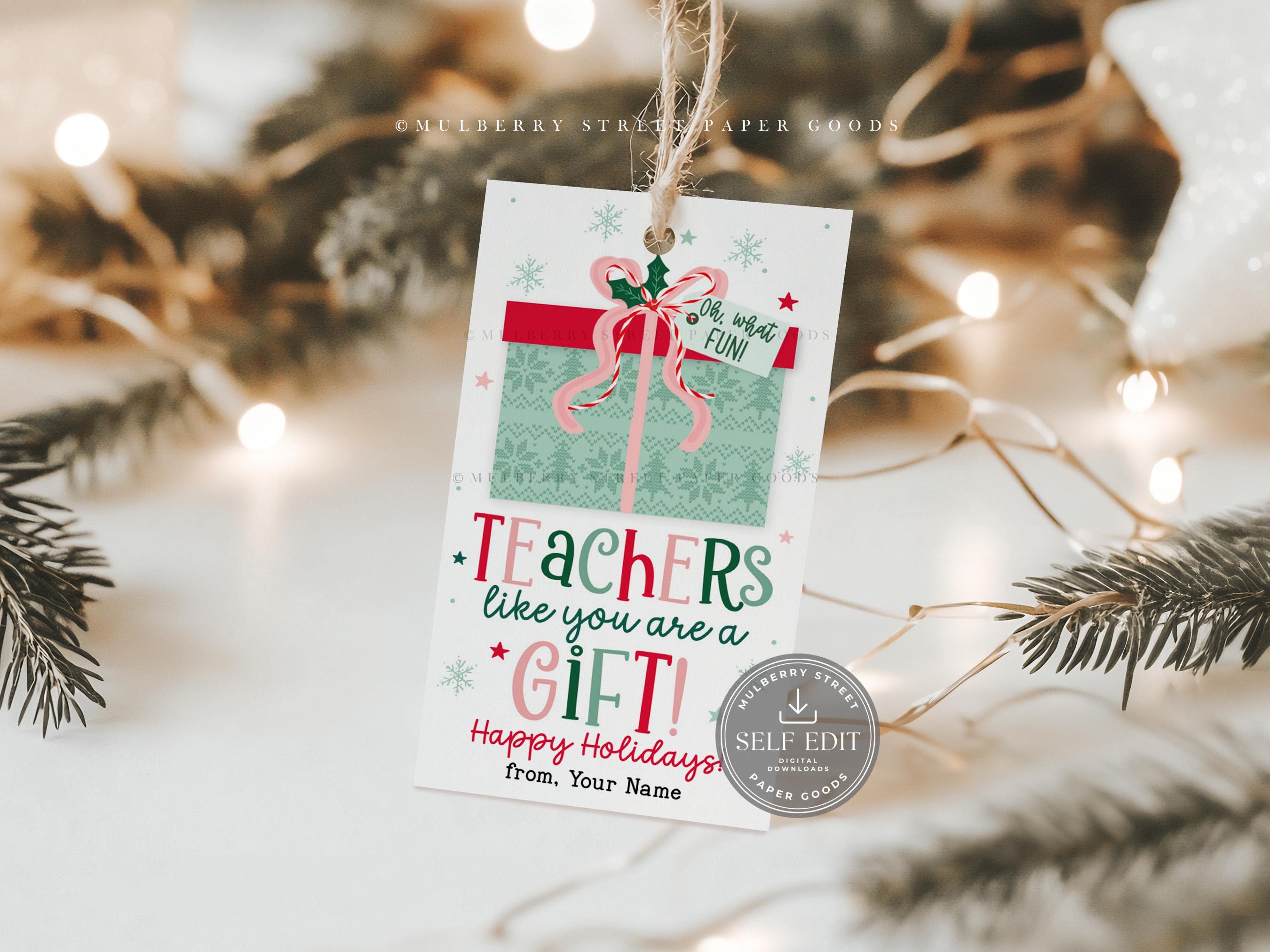 Teacher Christmas Gift Tag Printable Digital Download Canva Template ...
