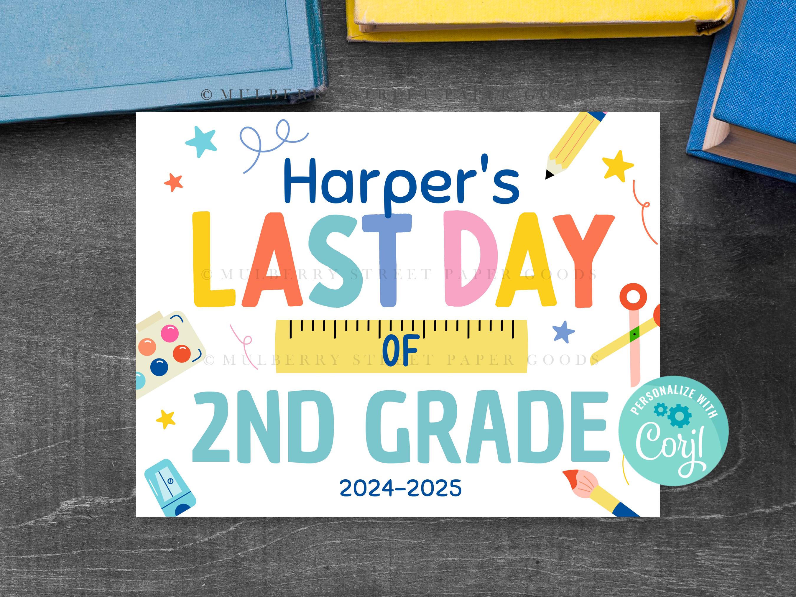 Editable Last Day of School Printable Sign Last Day of Any Grade Poster ...