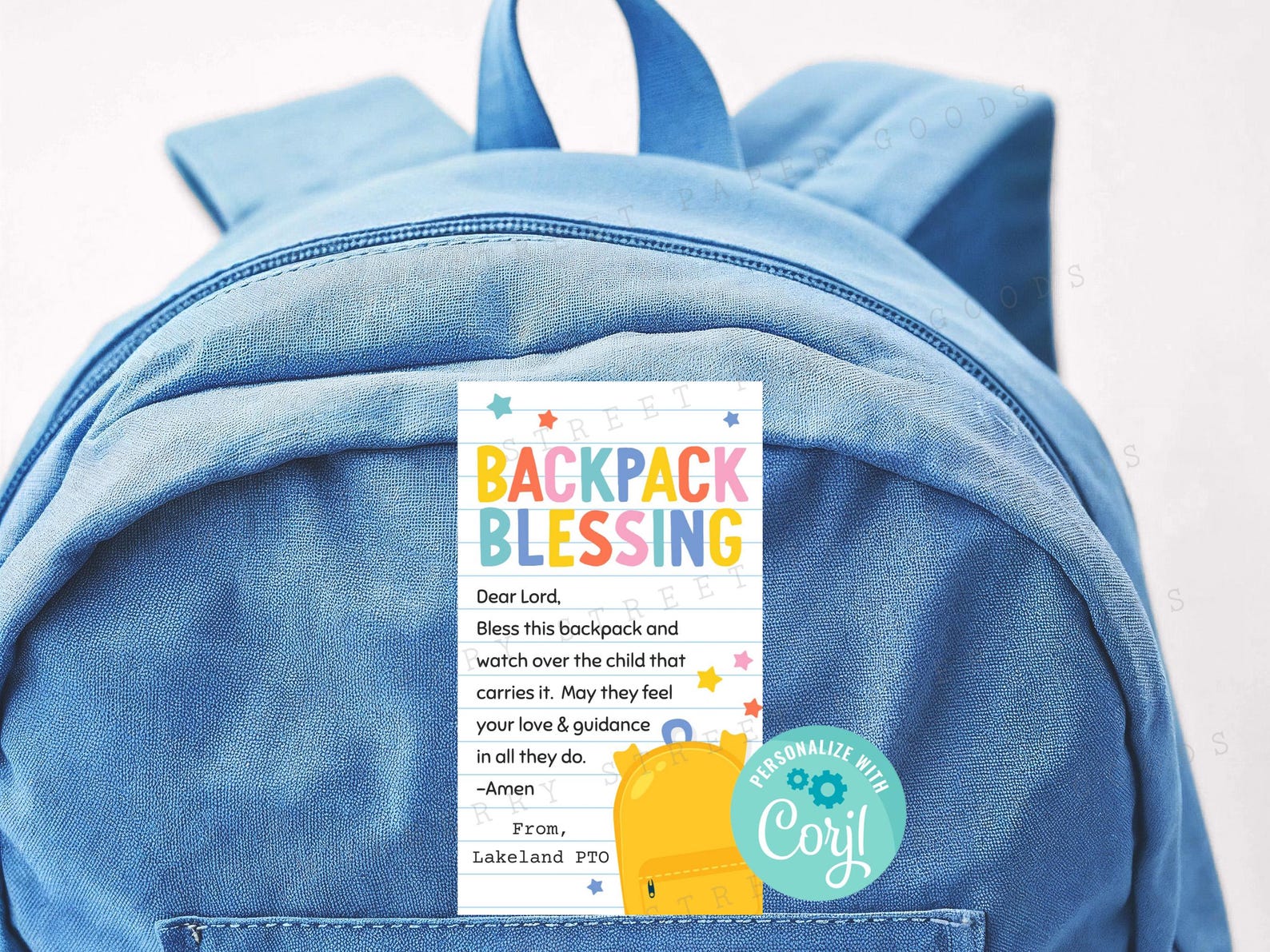Backpack Blessing Gift Tag Printable, Back to School Tag, Digital ...