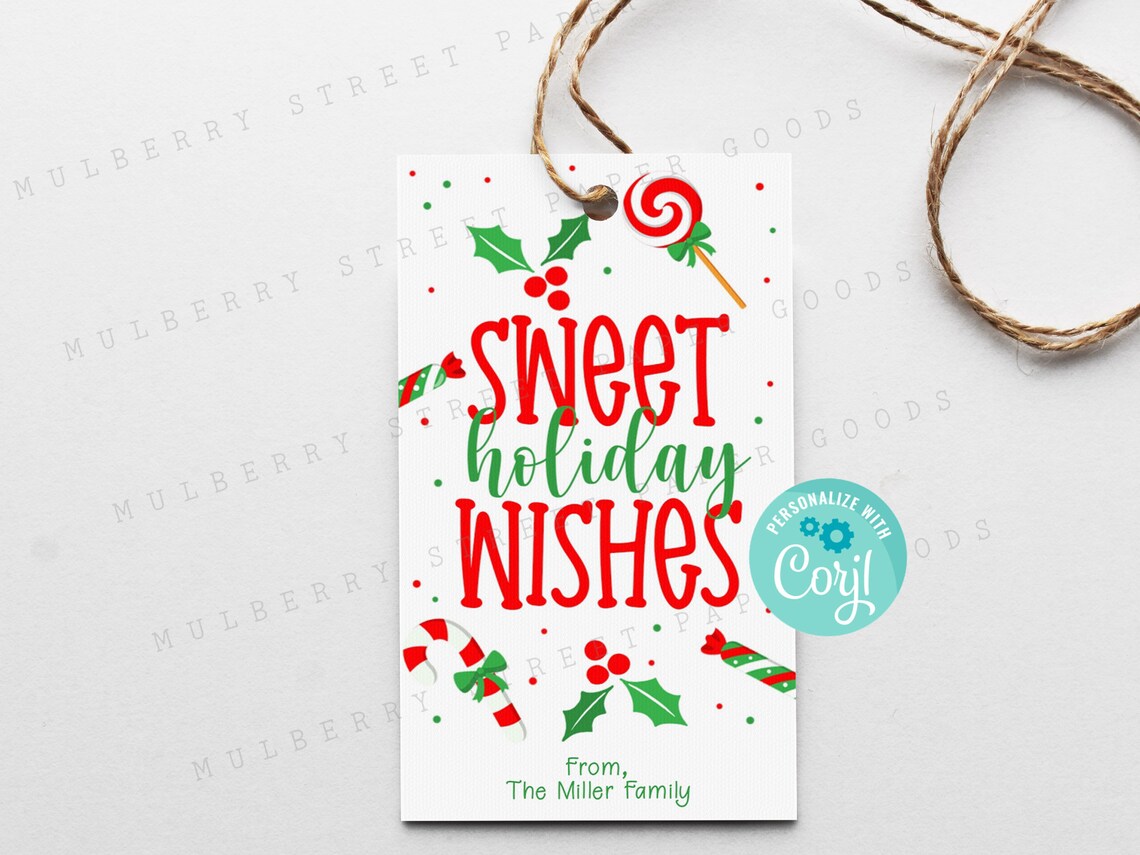 Printable Sweet Holiday Wishes Gift Tag Christmas Sweets Tag - Etsy