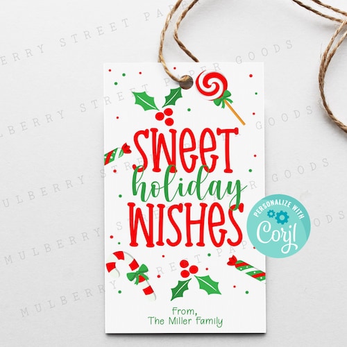 Printable Sweet Holiday Wishes Gift Tag Christmas Sweets Tag - Etsy