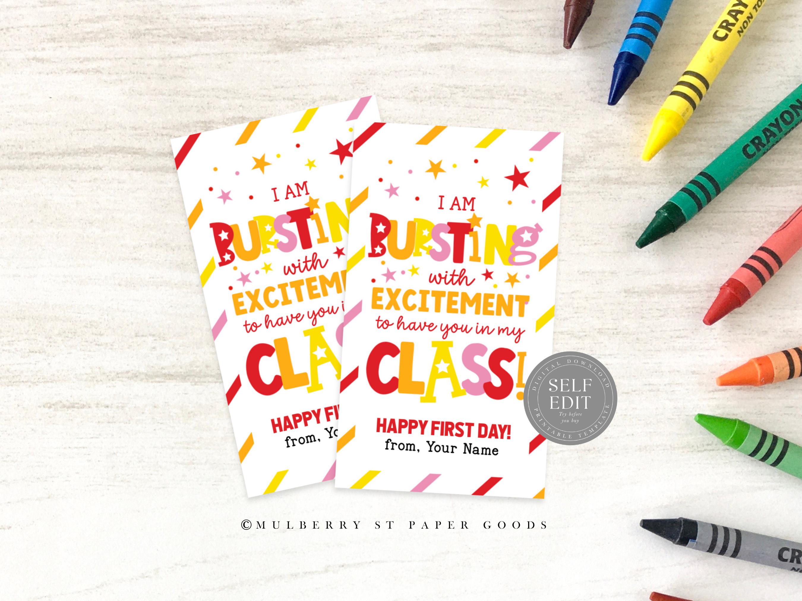 Back to School Gift Tag Canva Template Bursting With Excitement to Have ...