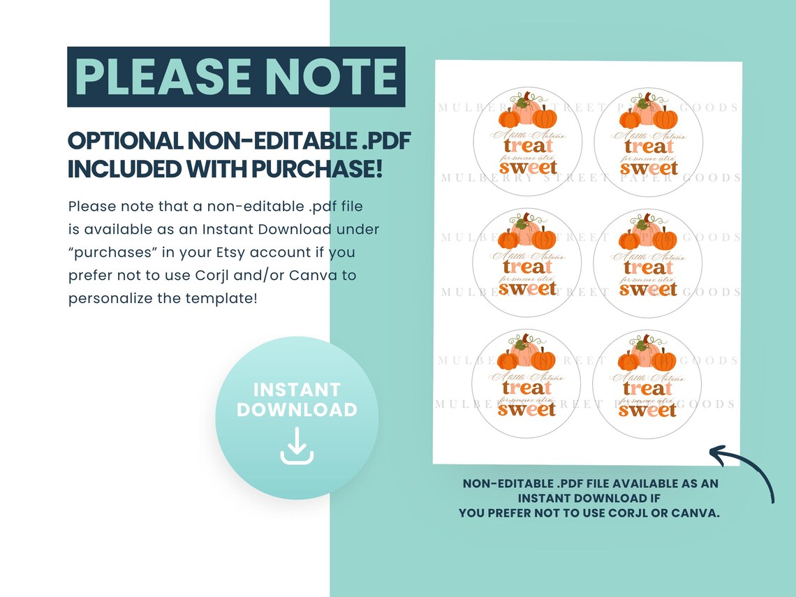 Customizeable Fall Labels Editable Round Fall Label Printable Digital Download Autumn Treat for ...