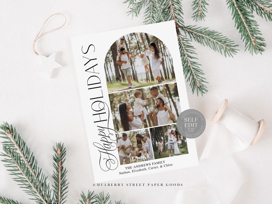 Holiday Card Printable Digital Download Modern Arch Custom Photo ...