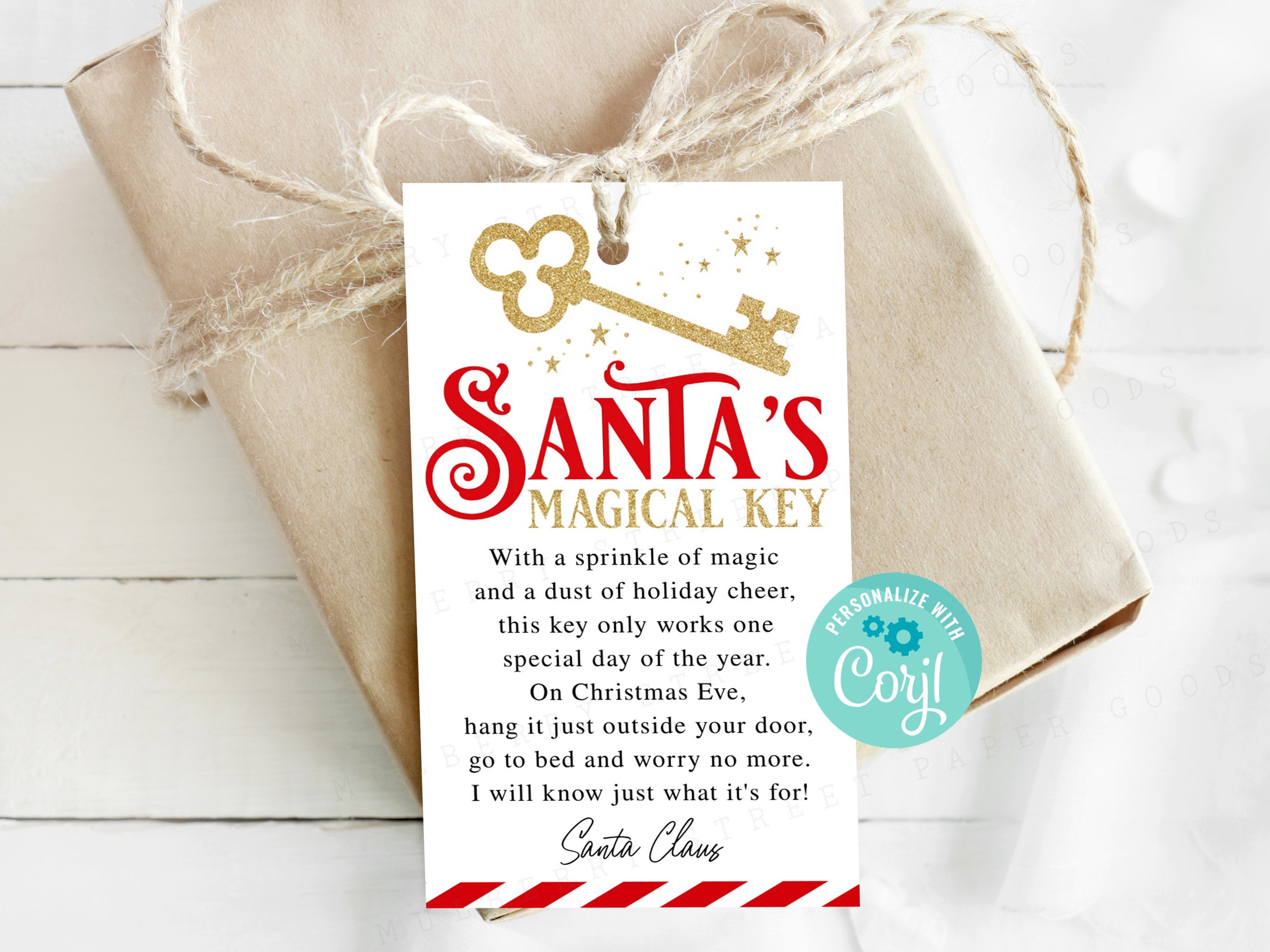 Printable Santa's Magic Key Poem Tag, Santa Key Tag, Party Gift Favor or  School & Church Handout, Gift Idea for Kids Grandkids and Neighbors 