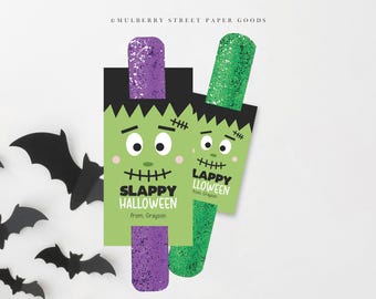 Halloween Slap Bracelet Holder Card Template Halloween Printable Halloween Party Favor Gift for Friend Slappy Halloween Instant Download
