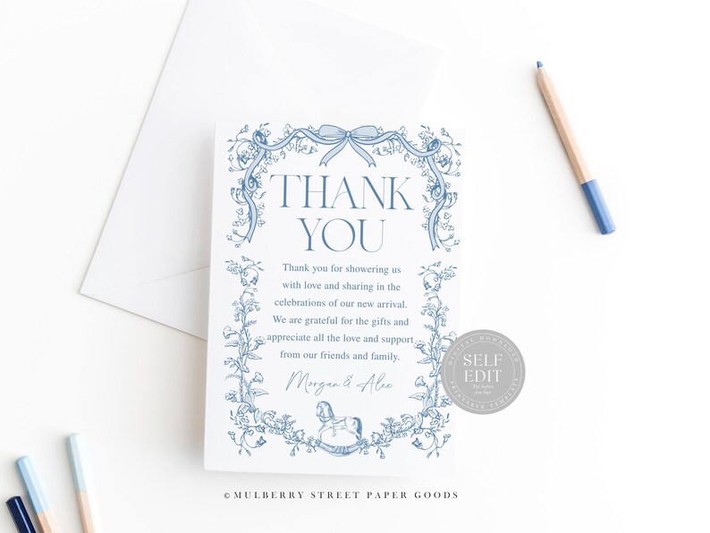 Editable Baby Shower Thank You Card Canva Template Instant Download ...