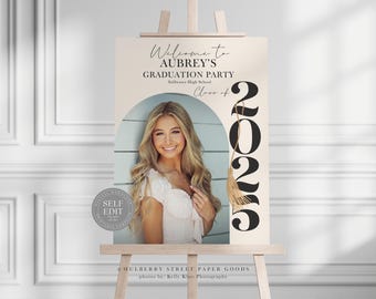 Class of 2025 Graduation Party Welcome Board Canva Template Personalized Grad Party Welcome Board Printable Graduation Party Decor