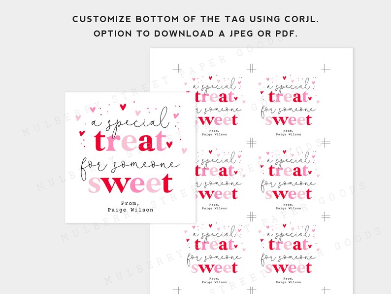 Printable Special Treat For Someone Sweet Valentine's Day Tag Kids Classroom Teacher Employee Client Valentine Treat Tag Edit with Corjl image 2