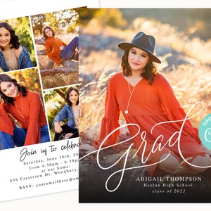 Graduation Photo Announcement Card, Graduation Card, Graduation Invitation Corjl Template, Graduation Photo Card, Personalize with Corjl
