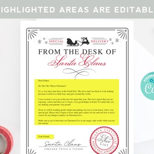 Editable Letter From Santa, Printable Letter From the North Pole ...