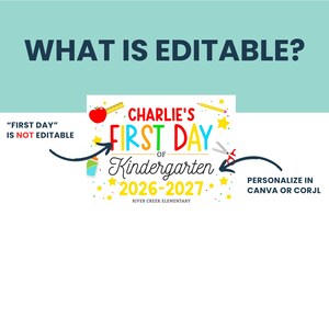 Plantilla de Canva para cartel personalizado del primer día de clases, editable e imprimible (tamaño carta, descarga digital de Corjl) imagen 3