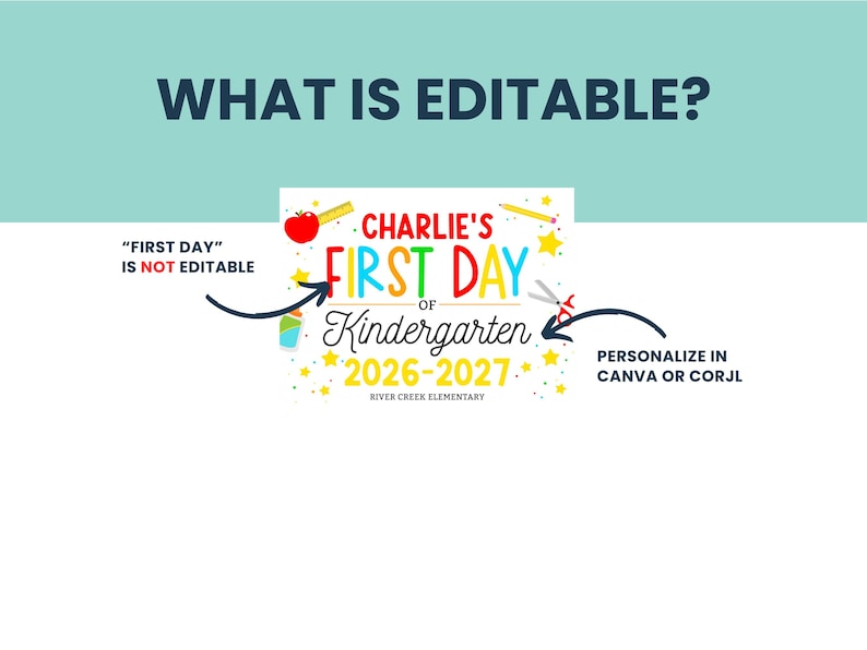 Plantilla de Canva para cartel personalizado del primer día de clases, editable e imprimible (tamaño carta, descarga digital de Corjl) imagen 3