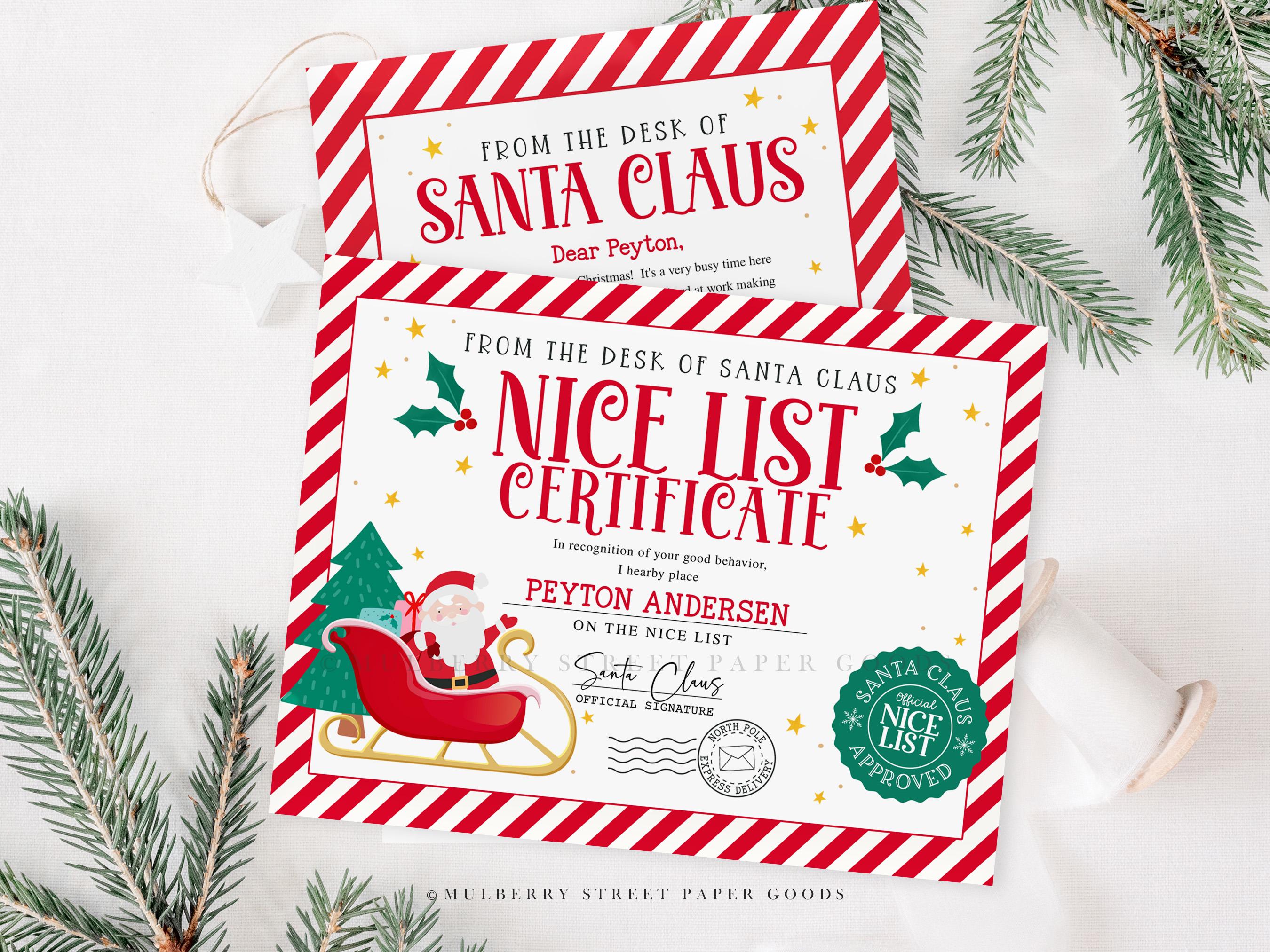 Editable Letter From Santa Canva Template Personalized Nice List Santa ...