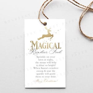 Étiquette magique de nourriture de renne de téléchargement immédiat, étiquette téléchargeable de tradition de nourriture de renne de Noël, héritage, souvenir de Noël