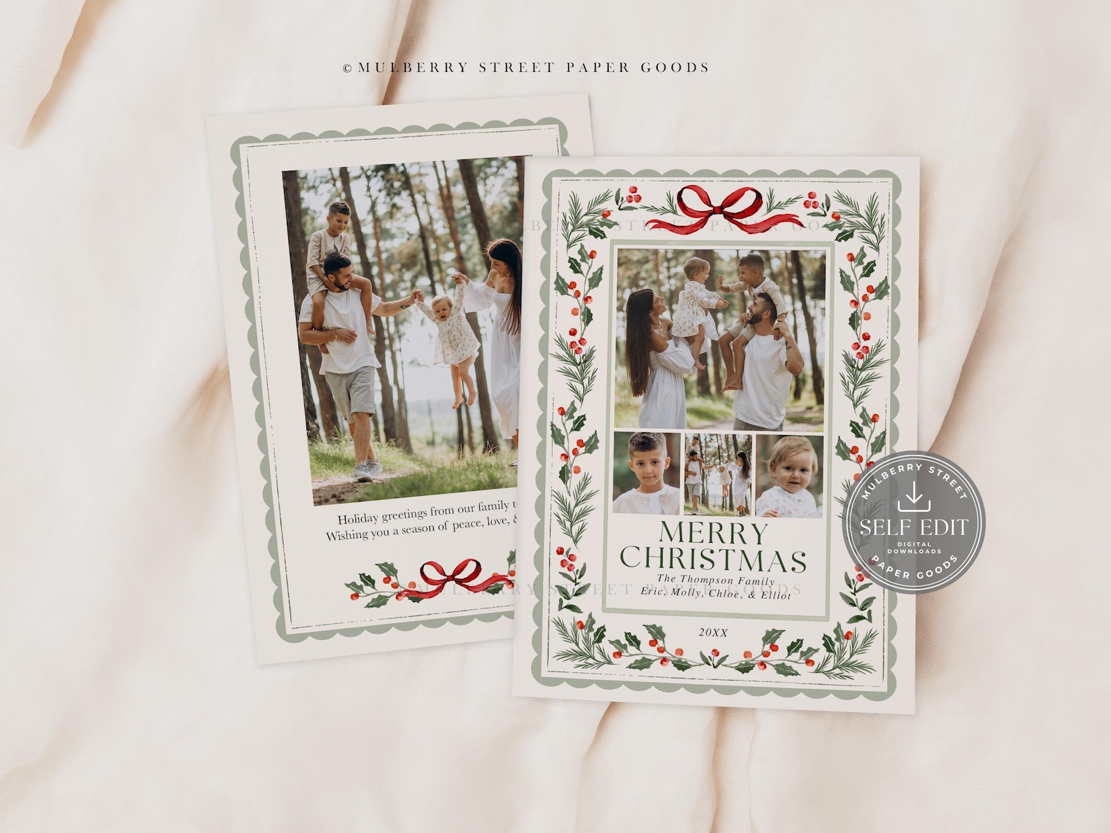 Editable Christmas Photo Card Printable Digital Download Canva Template ...