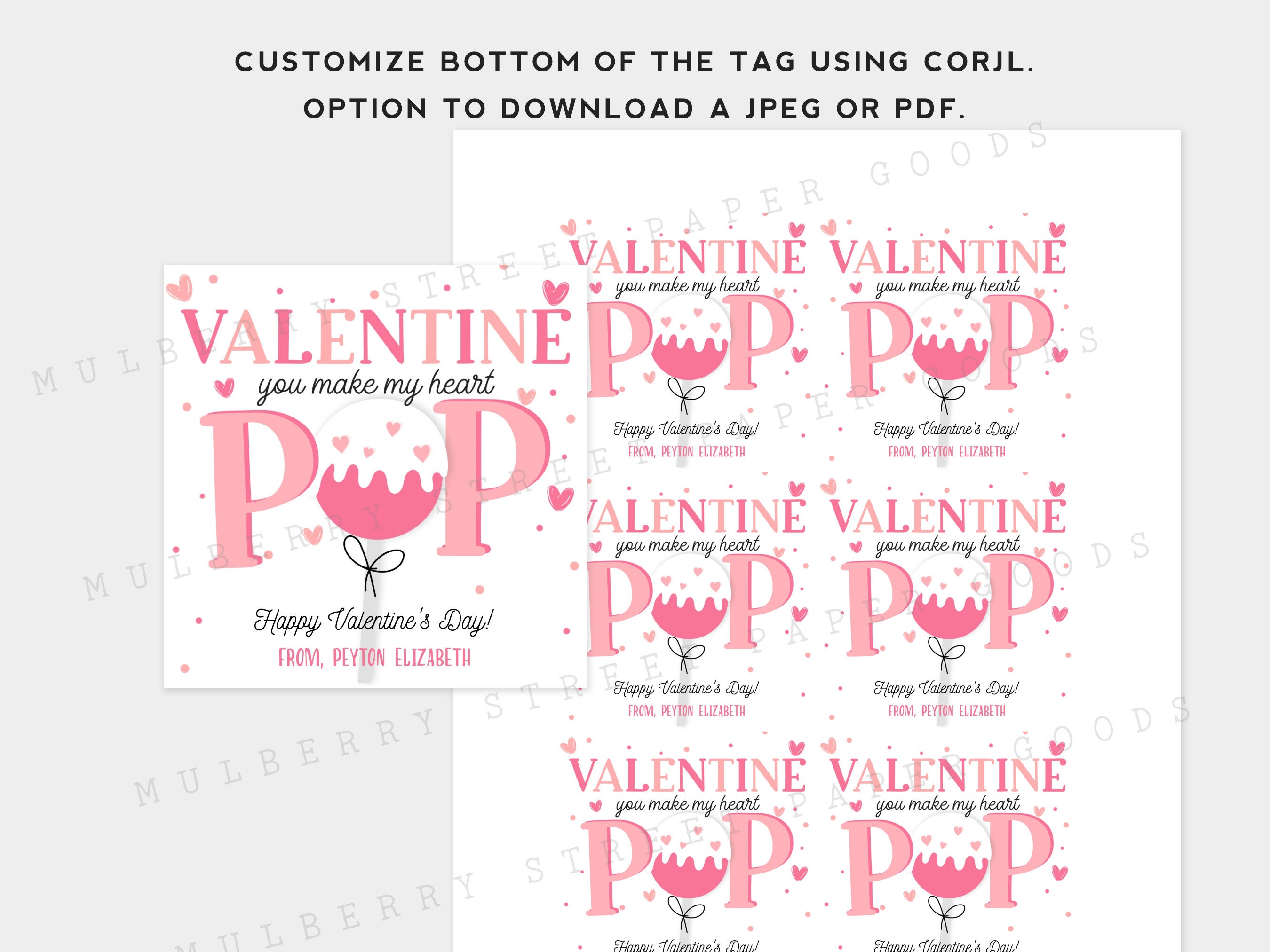 Printable Cake Pop Valentine's Day Gift Tag Kids Classroom You Make My ...