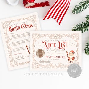 Plantilla editable de Canva para carta de Papá Noel Certificado personalizado de lista de buenos amigos de Papá Noel Caja imprimible de Nochebuena Correo digital del Polo Norte Corjl