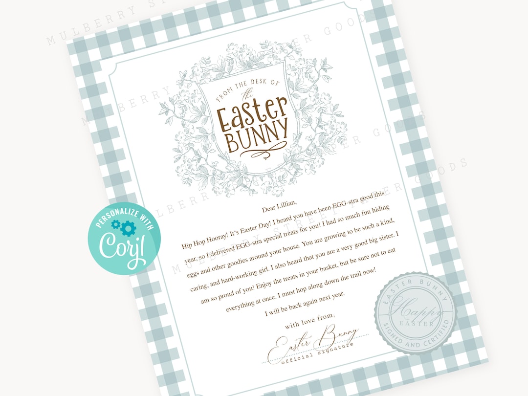Editable Letter From the Easter Bunny Canva Template Personalized ...